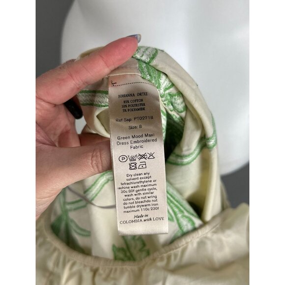 Johanna Ortiz Green Mood Dress Maxi Cut Out Palm Tree Embroidered Sz 8 NWT $995 - Picture 8 of 10